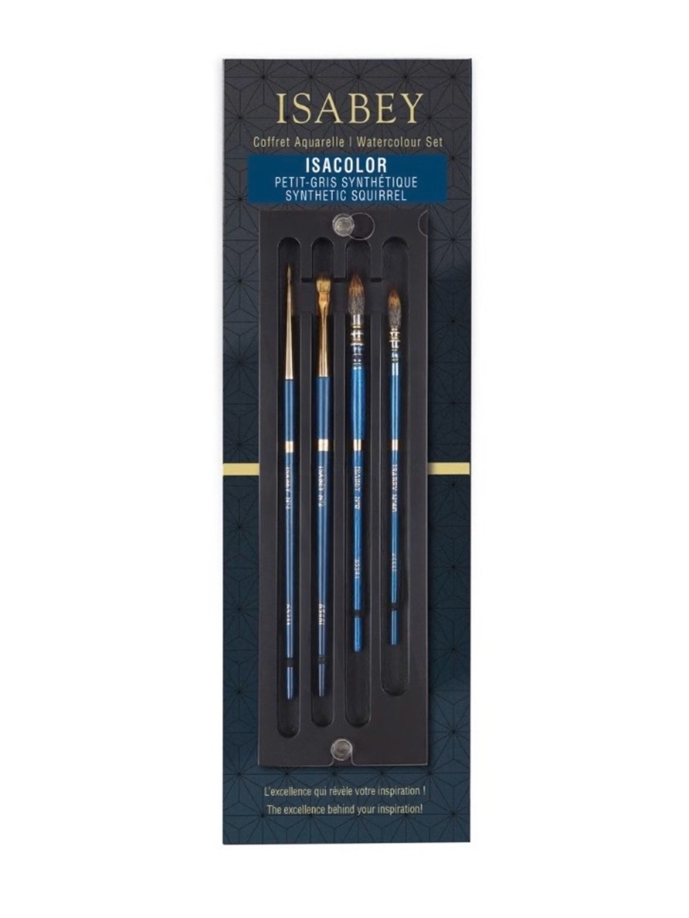 Isabey Isacolor Brush Set, Moo Size 4/0 & 00, Round Size 2, Wash Size 2